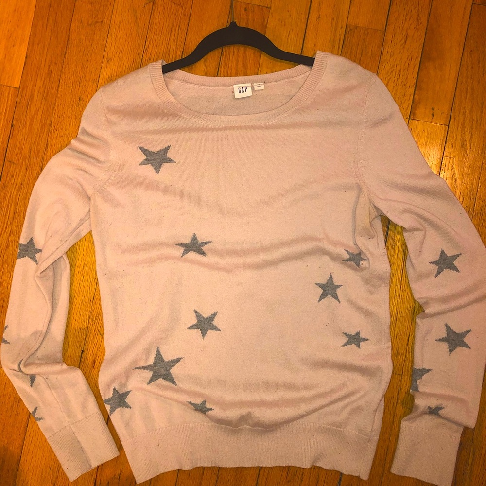 GAP Intarsia Stars blush/grey lightweight sweater